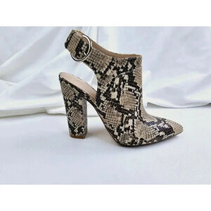 Aldo Size 6 Women's Snake (Boa) Print Pointed Toe Block Heel Ankle Strap Buckle